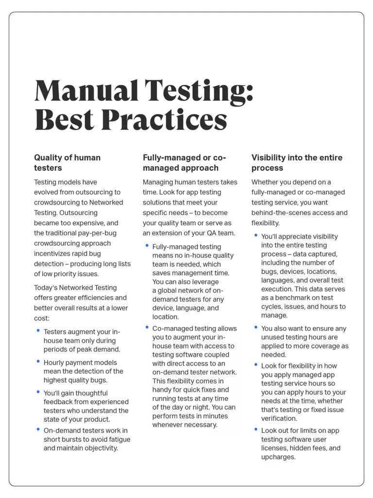 Manual testing best practices