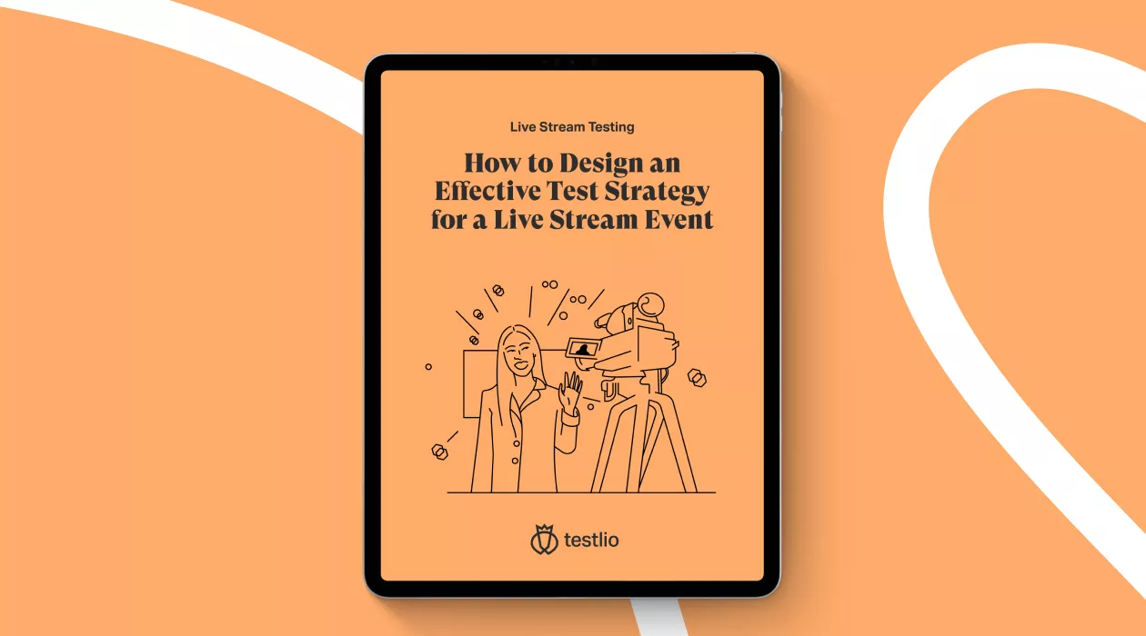 Live Stream Testing ebook image for free download from Testlio