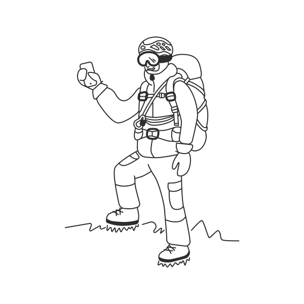 Regression testing shows a person walking with hiking gear and a phone in their hand