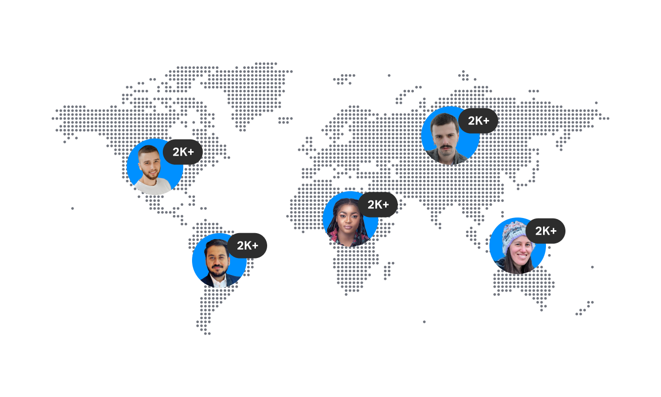 Global map shows testers in various locations
