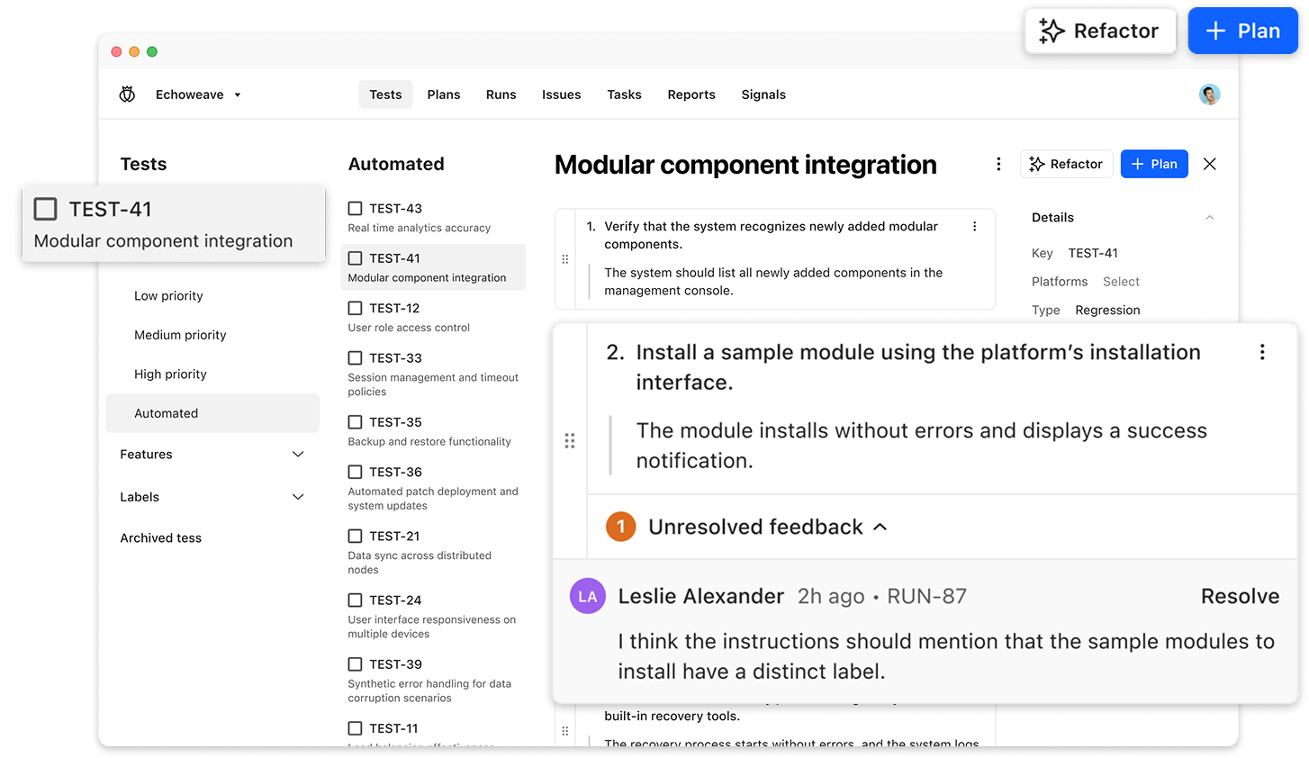 A still of a test project on the Testlio platform