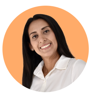 Portrait of a smiling woman with long dark hair