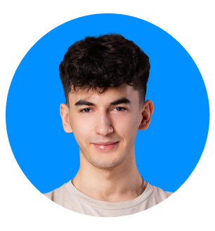 Portrait of a young man with curly dark hair