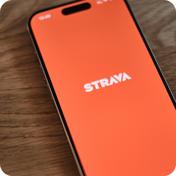 Smartphone screen displaying the Strava logo